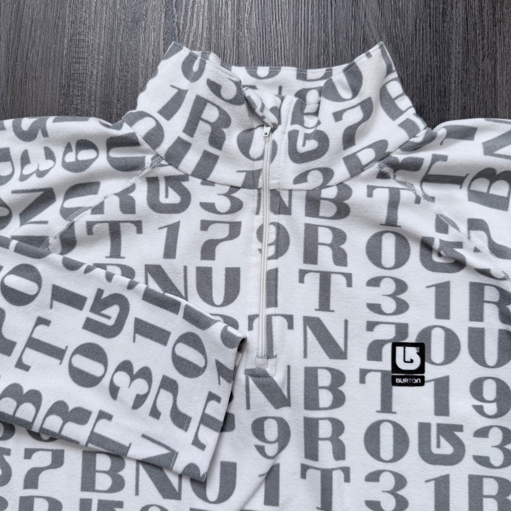 Burton 1/4 Zip Pullover Fleece Top Letters Print Mens Medium